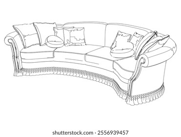 Sofa outline vector collection. Elegant line art designs for contemporary living spaces. Ideal for interior design projects.