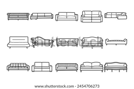 Sofa Outline Vector Set Illustration