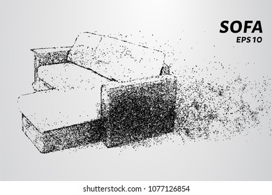 Sofa from the particles. The sofa consists of circles and dots.