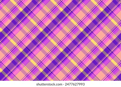Sofa pattern seamless plaid, figure vector background texture. Crease fabric check tartan textile in purple and pink color.
