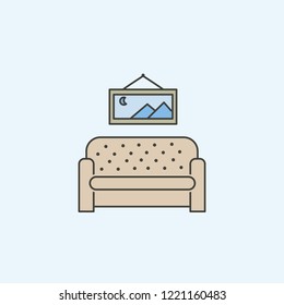 sofa and picture icon. Element of house hold icon for mobile concept and web apps. Colored sofa and picture icon can be used for web and mobile