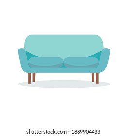 Sofa, piece of furniture. Lounge couch. Flat vector illustration.