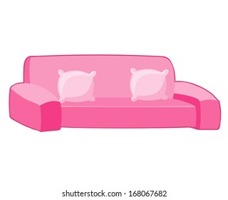 sofa and pillow isolated illustration on white background