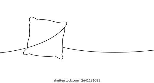 Sofa pillow one line continuous drawing. Orthopedic pillow. Vector illustration.