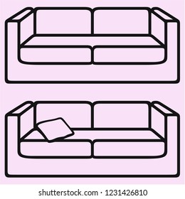 sofa and pillow vector silhouette isolated