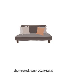  sofa with pillows cartoon vector illustration 