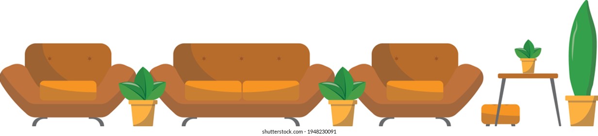 Sofa with pillows. Soft furniture. Modern interior.