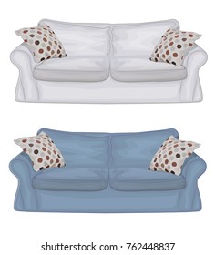 Sofa with pillows. Vector furniture. Interior.