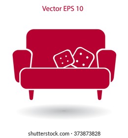 sofa with pillows vector illustration