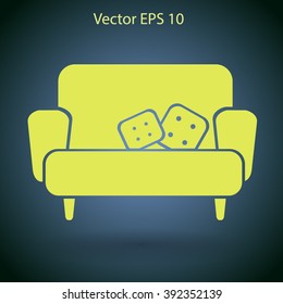 sofa with pillows vector illustration