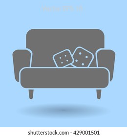 sofa with pillows vector illustration