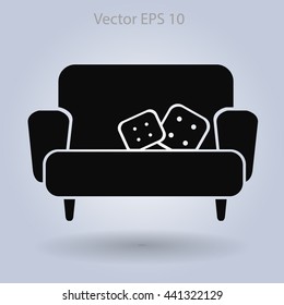 sofa with pillows vector illustration