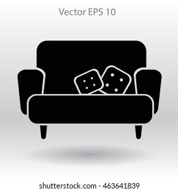 sofa with pillows vector illustration