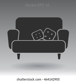 sofa with pillows vector illustration