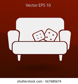 sofa with pillows vector illustration