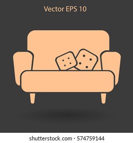 sofa with pillows vector illustration