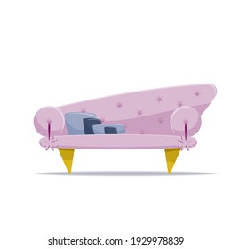 Sofa with pillows vector illustration isolated on white background.