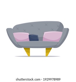 Sofa with pillows vector illustration isolated on white background.