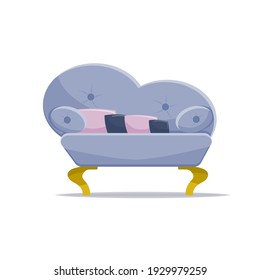 Sofa with pillows vector illustration isolated on white background.