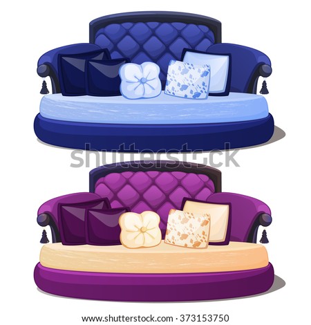 Sofa with pillows. Vintage interior. Vector.