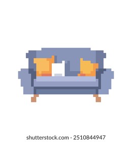 sofa pixel art, ilustração vetorial em plano de fundo isolado.