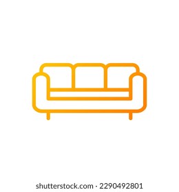 Sofa pixel perfect gradient linear vector icon. Sectional leather couch. Furnishing for living room. Home furniture. Thin line color symbol. Modern style pictogram. Vector isolated outline drawing