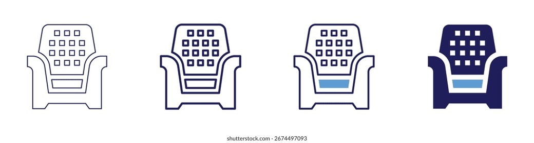 Sofa plug icon in 4 different styles. Thin Line, Line, Bold Line, Duotone. Duotone style. Editable stroke.