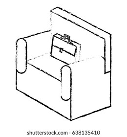 sofa with portfolio isometric isolated icon