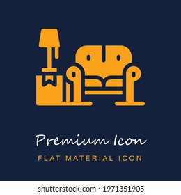 Sofa premium material ui ux isolated vector icon in navy blue and orange colors