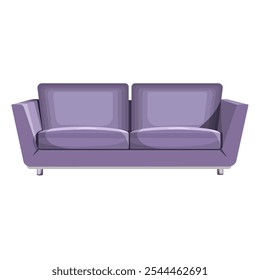 The sofa is in purple tones, isolated on a white background.Vector illustration of upholstered furniture.