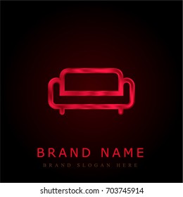 Sofa red chromium metallic logo