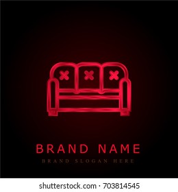 Sofa red chromium metallic logo