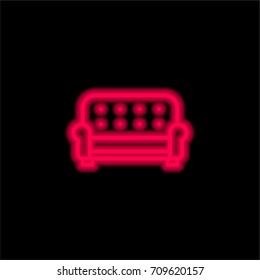 Sofa red glowing neon ui ux icon. Glowing sign logo vector