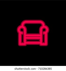 Sofa red glowing neon ui ux icon. Glowing sign logo vector