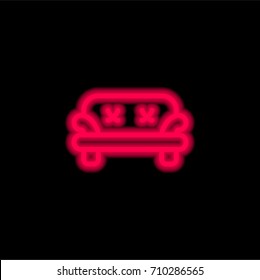 Sofa red glowing neon ui ux icon. Glowing sign logo vector