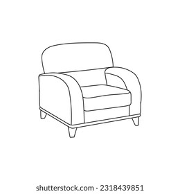 sofá línea de relajación diseño sencillo, mobiliario de salón. plantilla de diseño de ilustración de elemento