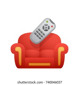 Sofa & Remote -  of the Realistic Icons Collection . A professional, realistic, pixel aligned icon.