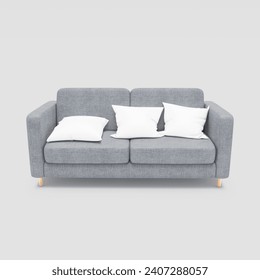sofá representado sobre un fondo blanco