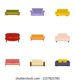 Sofa rest icons set. Cartoon set of 9 sofa rest vector icons for web isolated on white background