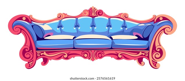 Sofa in rococo style. Vector isolated illustration.