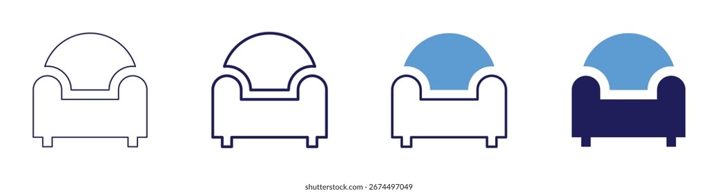 Sofa sampling icon in 4 different styles. Thin Line, Line, Bold Line, Duotone. Duotone style. Editable stroke.