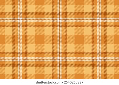 Sofa seamless plaid background, faded tartan textile vector. Checkered texture check fabric pattern in orange and amber colors palette.