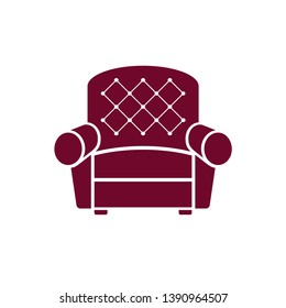 Sofa seat or armchair - vector icon, interior furniture. Vector graphic illustration