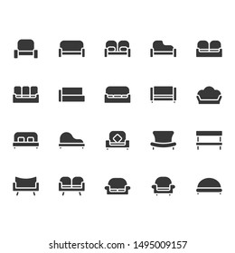 Sofa and seat icon set. Vector illustration