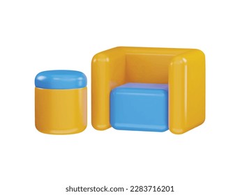 sofa set icon 3d rendering vector illustration