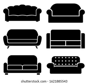 Sofa set icon, logo isolated on white background