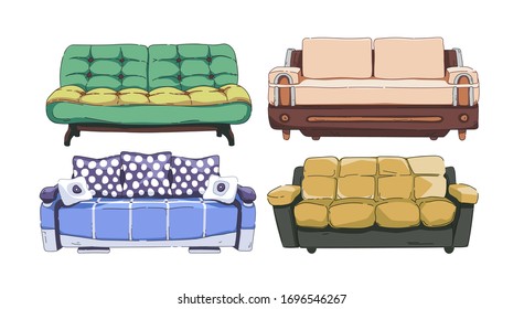 Sofa. Set Vector Illustration with outline
