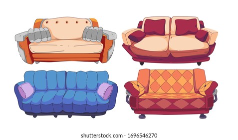 Sofa. Set Vector Illustration with outline
