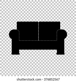 Sofa sign. Flat style icon on transparent background