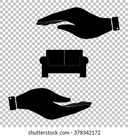 Sofa sign. Flat style icon vector illustration.
